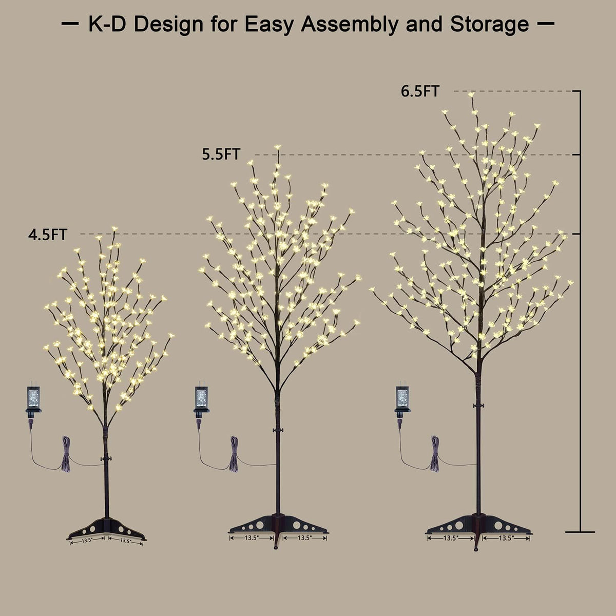 6.5FT 208 LED Cherry Blossom Tree, Lighted Artificial Tree for Decoration Inside and Outside, Home Patio Wedding Festival Christmas Decor