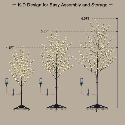 6.5FT 208 LED Cherry Blossom Tree, Lighted Artificial Tree for Decoration Inside and Outside, Home Patio Wedding Festival Christmas Decor