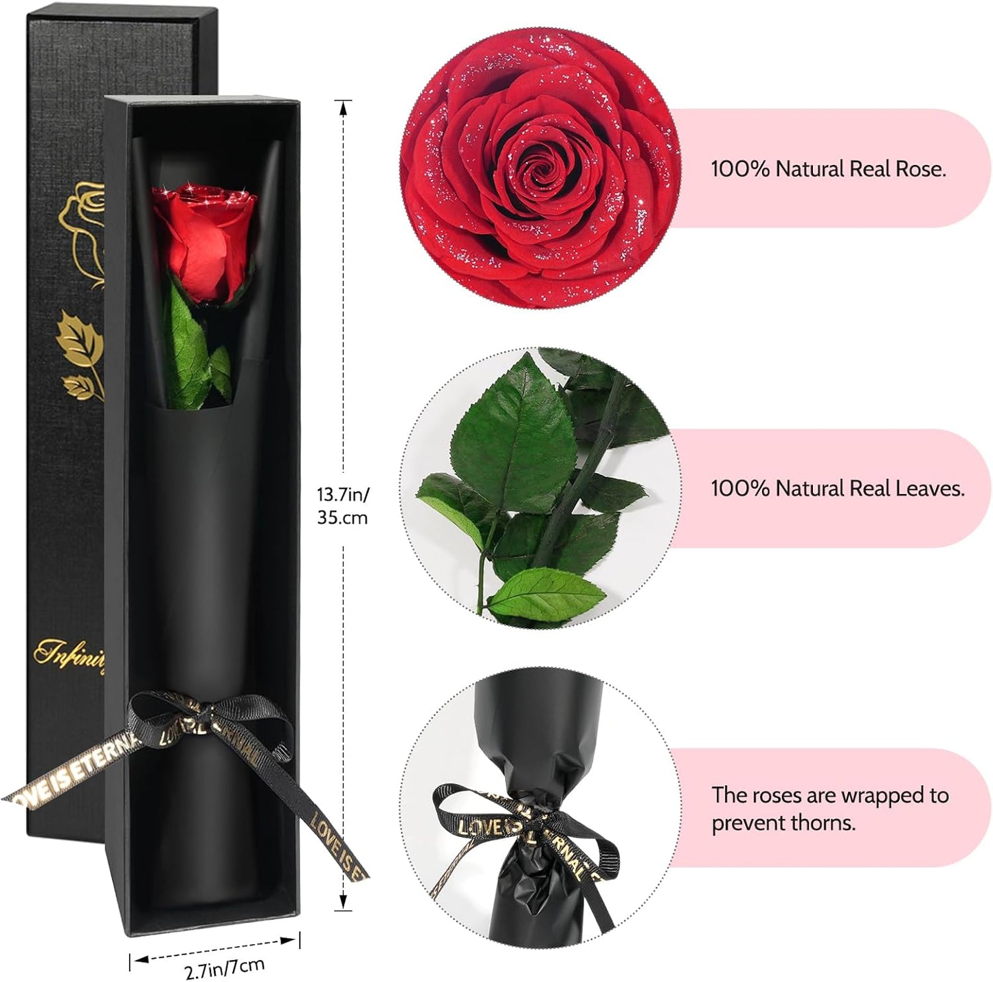 Preserved Flowers Rose Gifts for Women Mom, Mothers Day Rose Flower Gifts for Moms,Forever Real Flowers Mom Birthday Grandma Gifts, Valentines Day Gift for Her Girlfriend Wife Anniversary(Red)