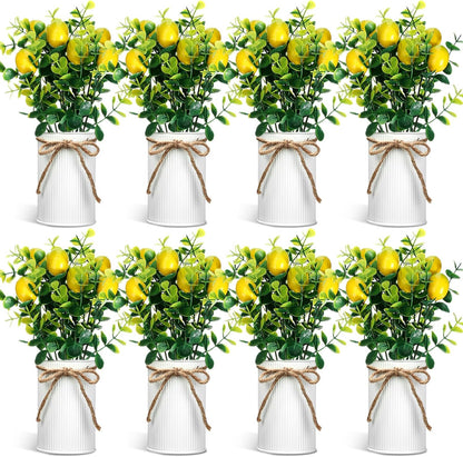 8 Pcs Faux Lemon Plant Centerpiece Decoration for Table