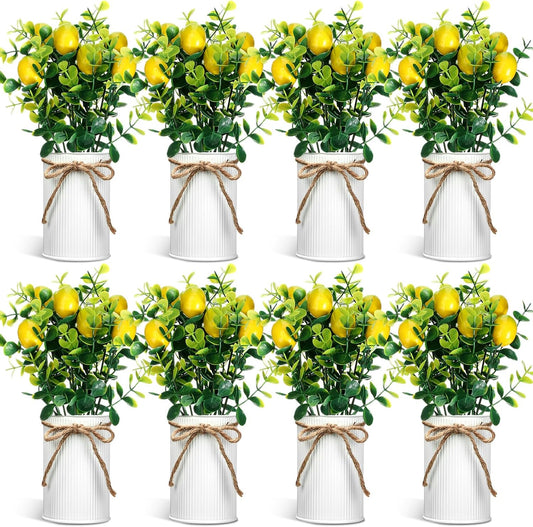 8 Pcs Faux Lemon Plant Centerpiece Decoration for Table