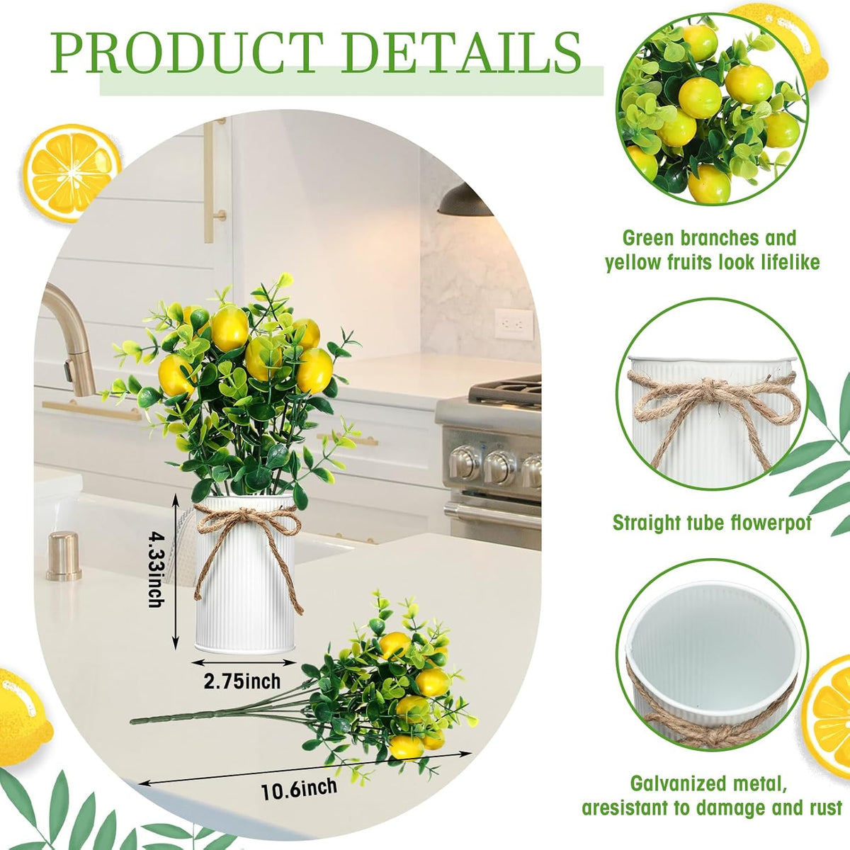 8 Pcs Faux Lemon Plant Centerpiece Decoration for Table