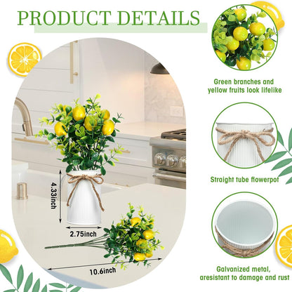 8 Pcs Faux Lemon Plant Centerpiece Decoration for Table