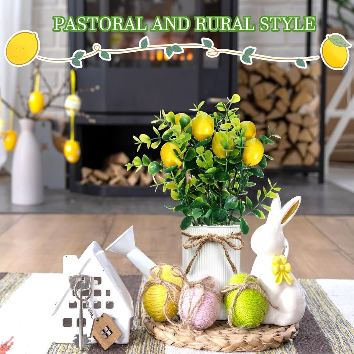 8 Pcs Faux Lemon Plant Centerpiece Decoration for Table