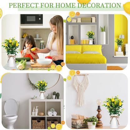 8 Pcs Faux Lemon Plant Centerpiece Decoration for Table