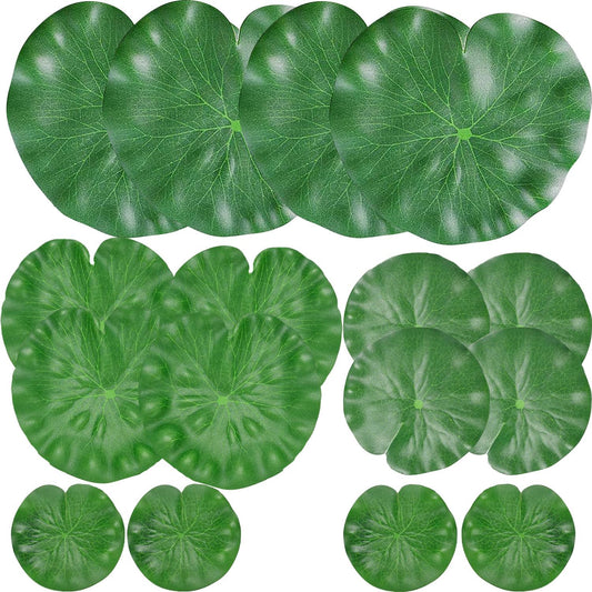 12PCS Lily Pads for Ponds Artificial Pond Plants Floating Flowers for Pool Aquarium Plants Lotus Flower for Fish Koi Pond Accessories for Outdoor Ponds Patio Pond Decorations, 4Sizes