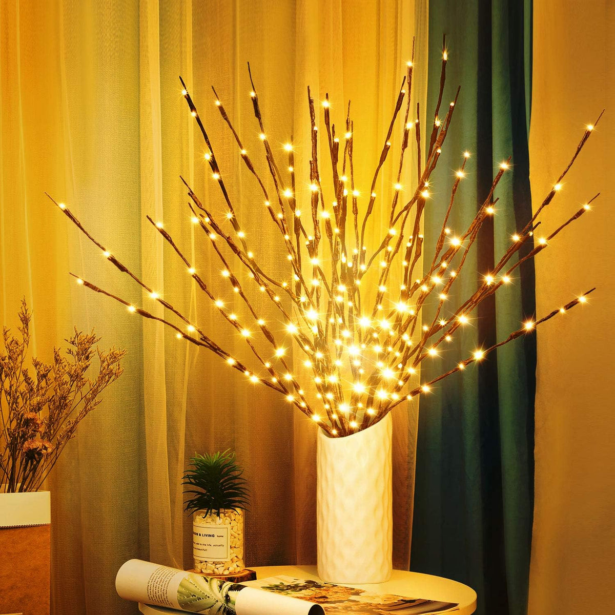 3Pack 30"Twig Lights, USB Plug in Branches Lights, 60 Led Bulbs, Warm White