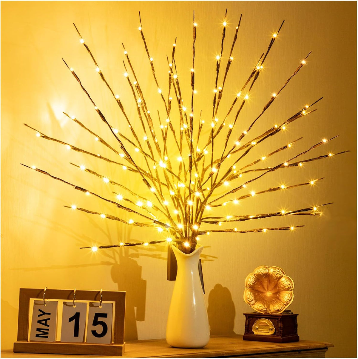 3Pack 30"Twig Lights, USB Plug in Branches Lights, 60 Led Bulbs, Warm White