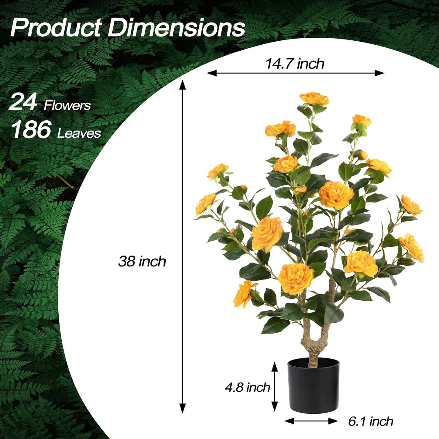 Artificial Camellia Tree 2 Pack - Realistic Camellia Plants in Pot with White Flowers, Lifelike Faux Greenery for Living Room, Patio, or Wedding, White