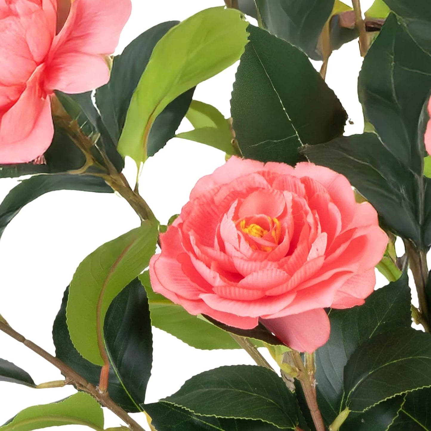 Artificial Camellia Tree 2 Pack - Realistic Camellia Plants in Pot with White Flowers, Lifelike Faux Greenery for Living Room, Patio, or Wedding, White