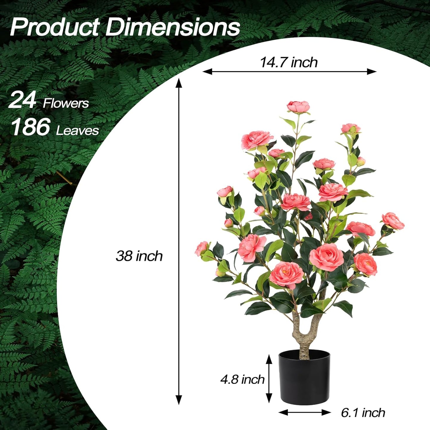 Artificial Camellia Tree 2 Pack - Realistic Camellia Plants in Pot with White Flowers, Lifelike Faux Greenery for Living Room, Patio, or Wedding, White
