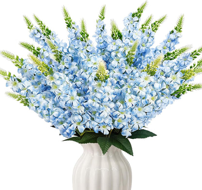 White Delphinium Artificial Flowers 20 PCS Snapdragon Artificial Flowers | 23Inch 4 Long Stem Artificial Flowers with 5 Larkspur Flower Heads Each for Wedding Bouquet Garden Party Centerpiece (White)