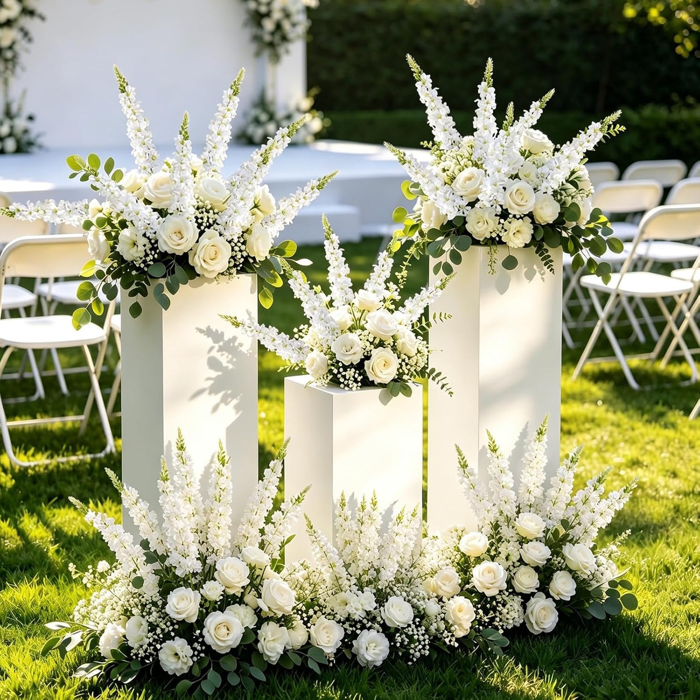 White Delphinium Artificial Flowers 20 PCS Snapdragon Artificial Flowers | 23Inch 4 Long Stem Artificial Flowers with 5 Larkspur Flower Heads Each for Wedding Bouquet Garden Party Centerpiece (White)