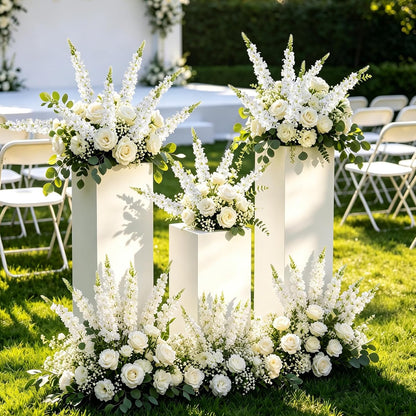 White Delphinium Artificial Flowers 20 PCS Snapdragon Artificial Flowers | 23Inch 4 Long Stem Artificial Flowers with 5 Larkspur Flower Heads Each for Wedding Bouquet Garden Party Centerpiece (White)
