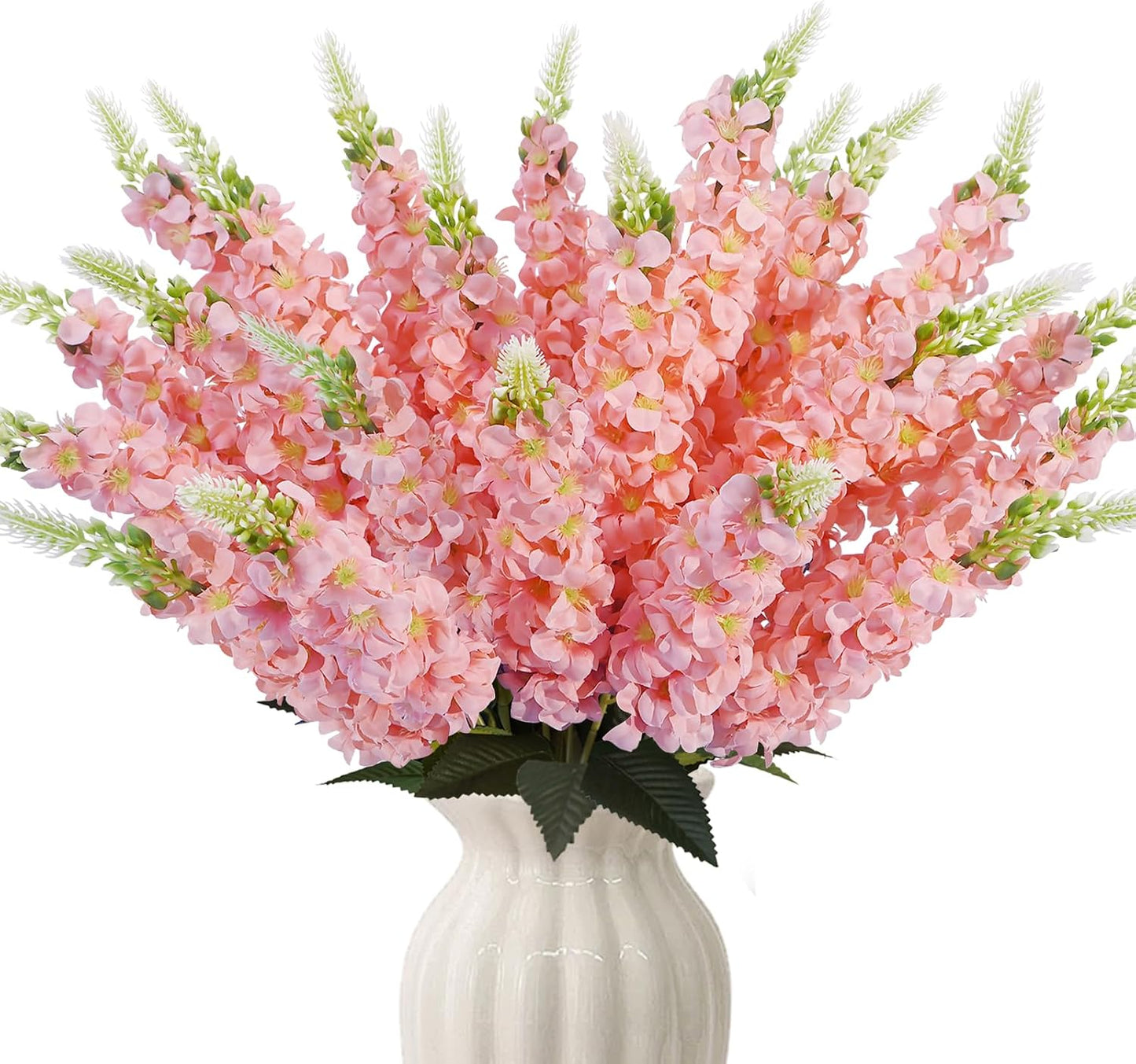 White Delphinium Artificial Flowers 20 PCS Snapdragon Artificial Flowers | 23Inch 4 Long Stem Artificial Flowers with 5 Larkspur Flower Heads Each for Wedding Bouquet Garden Party Centerpiece (White)