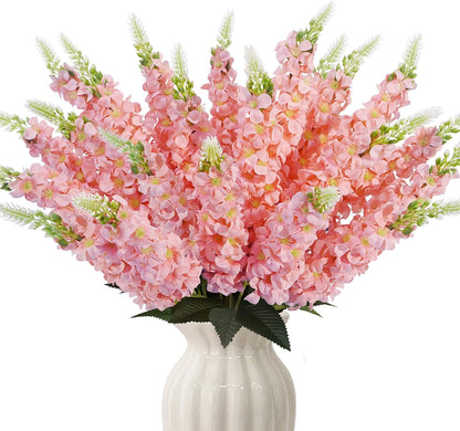 White Delphinium Artificial Flowers 20 PCS Snapdragon Artificial Flowers | 23Inch 4 Long Stem Artificial Flowers with 5 Larkspur Flower Heads Each for Wedding Bouquet Garden Party Centerpiece (White)