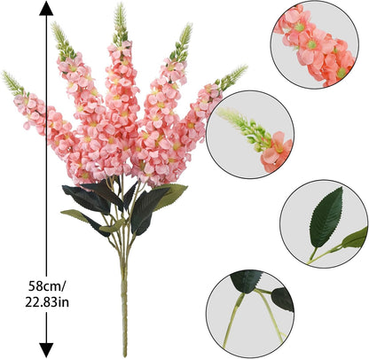 White Delphinium Artificial Flowers 20 PCS Snapdragon Artificial Flowers | 23Inch 4 Long Stem Artificial Flowers with 5 Larkspur Flower Heads Each for Wedding Bouquet Garden Party Centerpiece (White)