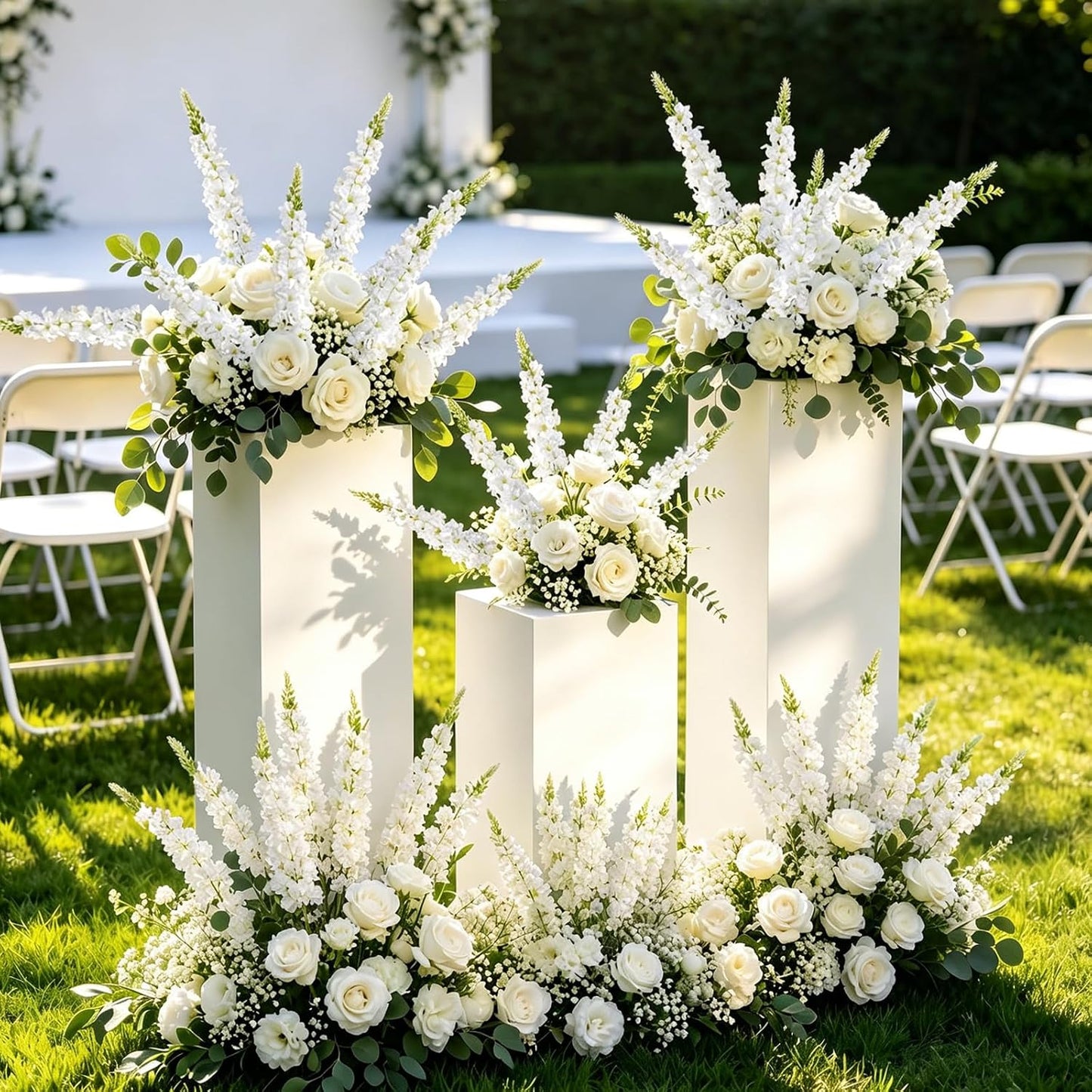 White Delphinium Artificial Flowers 20 PCS Snapdragon Artificial Flowers | 23Inch 4 Long Stem Artificial Flowers with 5 Larkspur Flower Heads Each for Wedding Bouquet Garden Party Centerpiece (White)