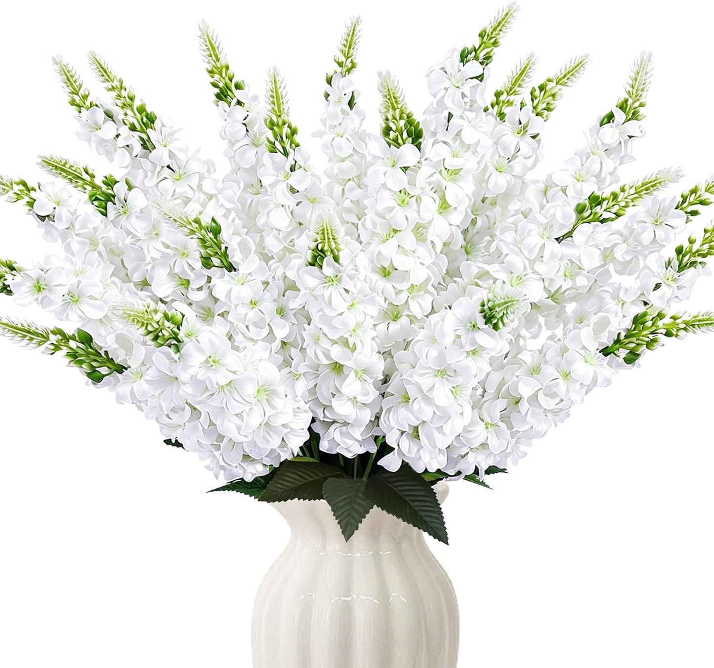 White Delphinium Artificial Flowers 20 PCS Snapdragon Artificial Flowers | 23Inch 4 Long Stem Artificial Flowers with 5 Larkspur Flower Heads Each for Wedding Bouquet Garden Party Centerpiece (White)