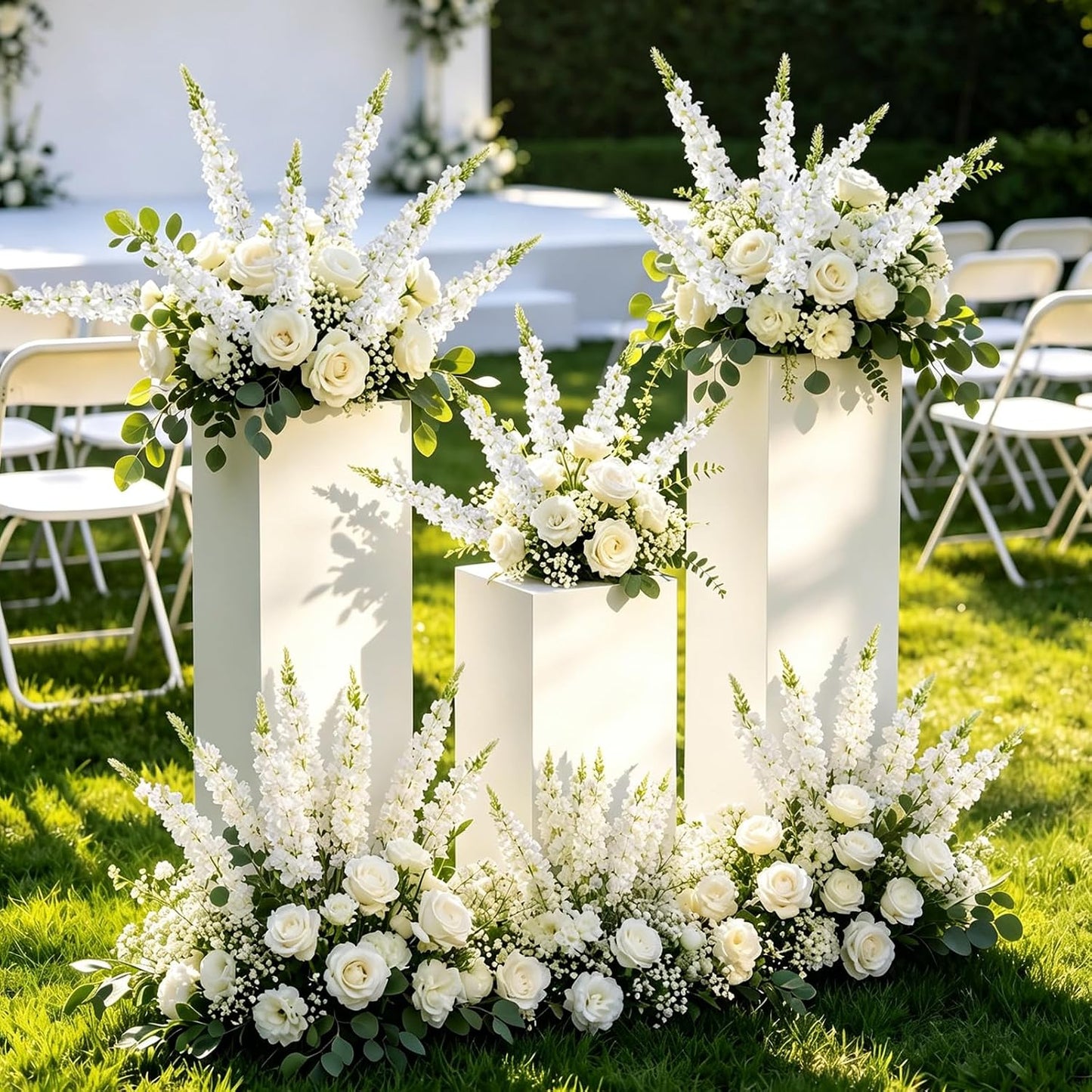 White Delphinium Artificial Flowers 20 PCS Snapdragon Artificial Flowers | 23Inch 4 Long Stem Artificial Flowers with 5 Larkspur Flower Heads Each for Wedding Bouquet Garden Party Centerpiece (White)