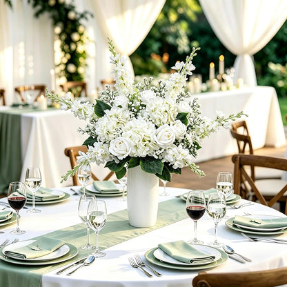 White Delphinium Artificial Flowers 20 PCS Snapdragon Artificial Flowers | 23Inch 4 Long Stem Artificial Flowers with 5 Larkspur Flower Heads Each for Wedding Bouquet Garden Party Centerpiece (White)