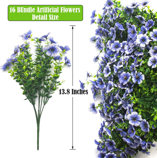 16 Bundles UV Resistant Artificial Fall Mums Outdoor Flowers Autumn Decor