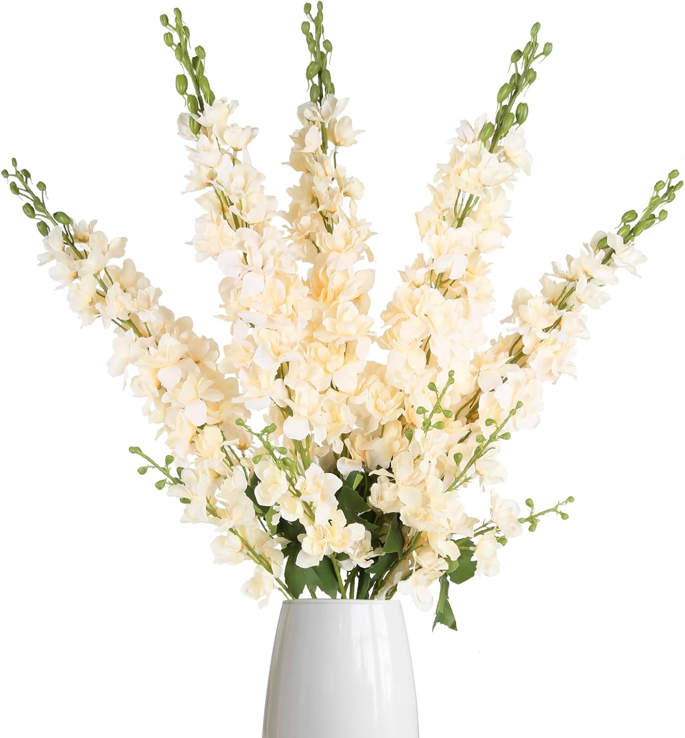 43.3" Green Delphinium Artificial Flowers 5PCS Faux Delphinium Flowers Larkspur Long Stem Artificial Flowers for Wedding Table Centerpieces Home Garden Decor(Green)