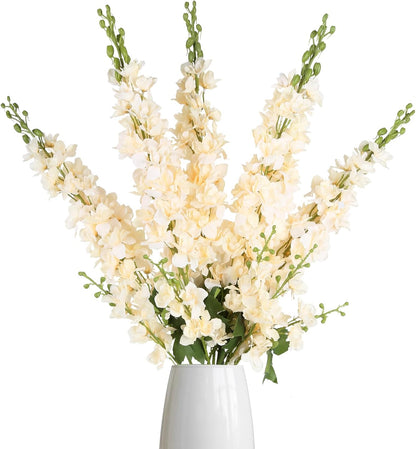 43.3" Green Delphinium Artificial Flowers 5PCS Faux Delphinium Flowers Larkspur Long Stem Artificial Flowers for Wedding Table Centerpieces Home Garden Decor(Green)