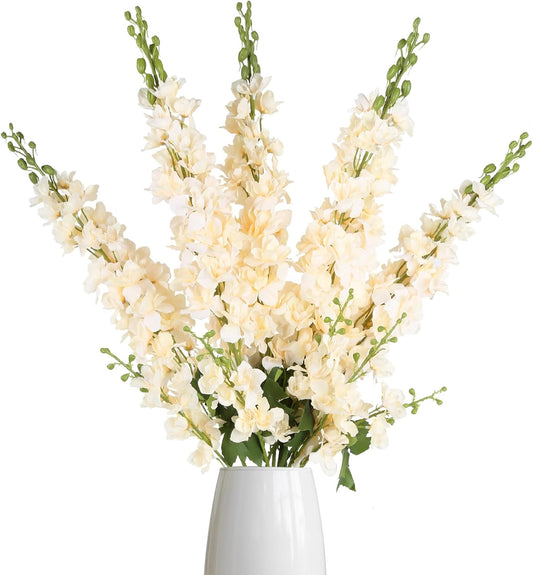 43.3" Green Delphinium Artificial Flowers 5PCS Faux Delphinium Flowers Larkspur Long Stem Artificial Flowers for Wedding Table Centerpieces Home Garden Decor(Green)