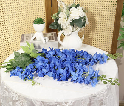 43.3" Green Delphinium Artificial Flowers 5PCS Faux Delphinium Flowers Larkspur Long Stem Artificial Flowers for Wedding Table Centerpieces Home Garden Decor(Green)
