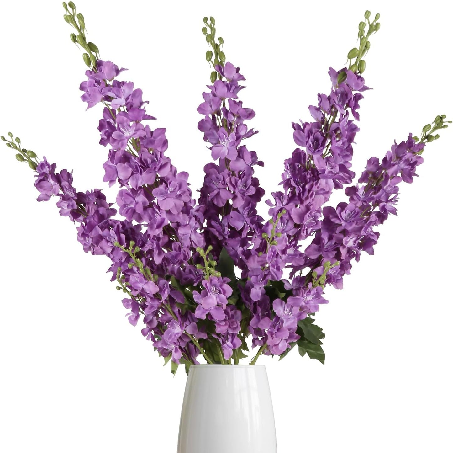 43.3" Green Delphinium Artificial Flowers 5PCS Faux Delphinium Flowers Larkspur Long Stem Artificial Flowers for Wedding Table Centerpieces Home Garden Decor(Green)