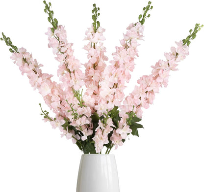 43.3" Green Delphinium Artificial Flowers 5PCS Faux Delphinium Flowers Larkspur Long Stem Artificial Flowers for Wedding Table Centerpieces Home Garden Decor(Green)