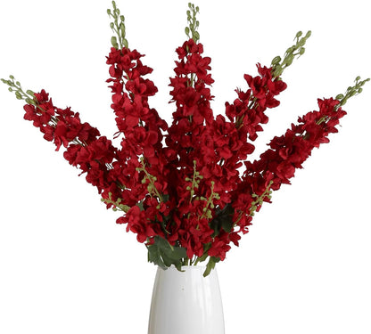 43.3" Green Delphinium Artificial Flowers 5PCS Faux Delphinium Flowers Larkspur Long Stem Artificial Flowers for Wedding Table Centerpieces Home Garden Decor(Green)