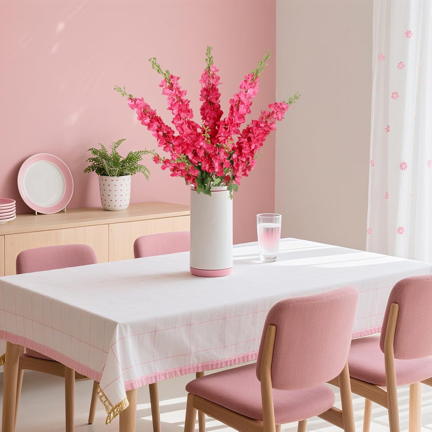 43.3" Green Delphinium Artificial Flowers 5PCS Faux Delphinium Flowers Larkspur Long Stem Artificial Flowers for Wedding Table Centerpieces Home Garden Decor(Green)