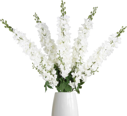 43.3" Green Delphinium Artificial Flowers 5PCS Faux Delphinium Flowers Larkspur Long Stem Artificial Flowers for Wedding Table Centerpieces Home Garden Decor(Green)