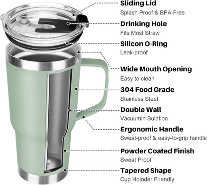 20 oz Tumbler with Handle, Stainless Steel Insulated Tumbler with Lid and Straw, Double Wall Vacuum Coffee Mug Tumbler, Insulated Coffee Thermal Cup for Cold and Hot (Yellow, 20 Ounces)