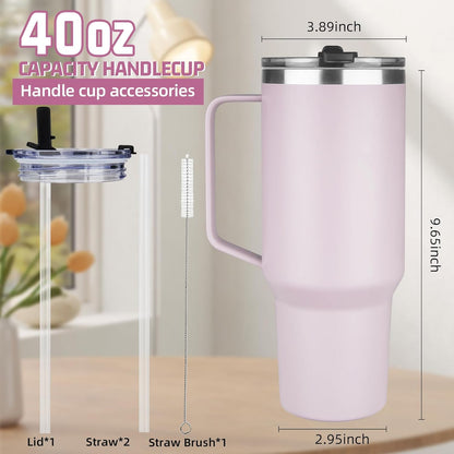 20 oz Tumbler with Handle, Stainless Steel Insulated Tumbler with Lid and Straw, Double Wall Vacuum Coffee Mug Tumbler, Insulated Coffee Thermal Cup for Cold and Hot (Yellow, 20 Ounces)