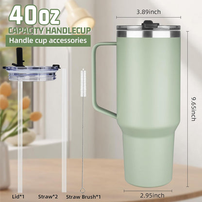 20 oz Tumbler with Handle, Stainless Steel Insulated Tumbler with Lid and Straw, Double Wall Vacuum Coffee Mug Tumbler, Insulated Coffee Thermal Cup for Cold and Hot (Yellow, 20 Ounces)