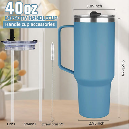 20 oz Tumbler with Handle, Stainless Steel Insulated Tumbler with Lid and Straw, Double Wall Vacuum Coffee Mug Tumbler, Insulated Coffee Thermal Cup for Cold and Hot (Yellow, 20 Ounces)
