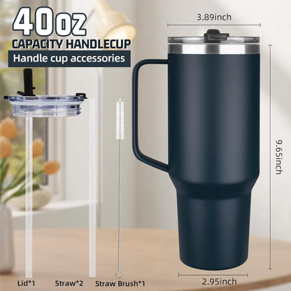 20 oz Tumbler with Handle, Stainless Steel Insulated Tumbler with Lid and Straw, Double Wall Vacuum Coffee Mug Tumbler, Insulated Coffee Thermal Cup for Cold and Hot (Yellow, 20 Ounces)