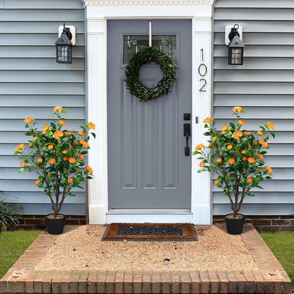 40 inches Artificial Camellia Tree with Fake Flowers for Indoor Outdoor Décor