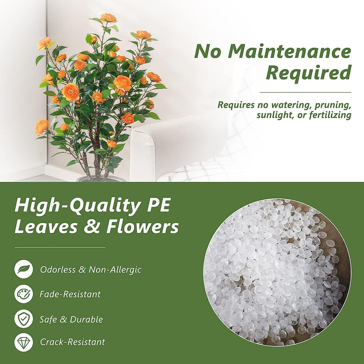 40 inches Artificial Camellia Tree with Fake Flowers for Indoor Outdoor Décor
