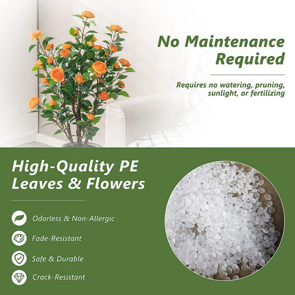 40 inches Artificial Camellia Tree with Fake Flowers for Indoor Outdoor Décor