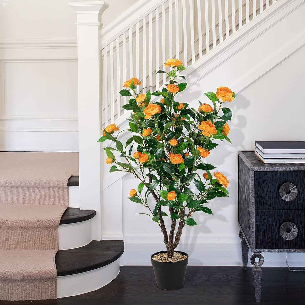 40 inches Artificial Camellia Tree with Fake Flowers for Indoor Outdoor Décor