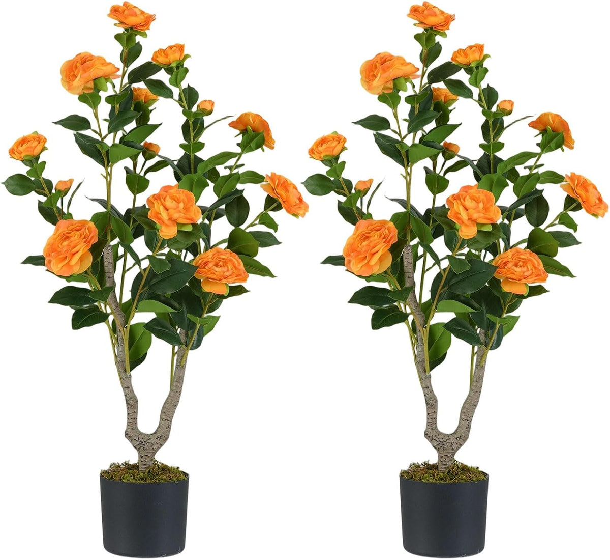 40 inches Artificial Camellia Tree with Fake Flowers for Indoor Outdoor Décor