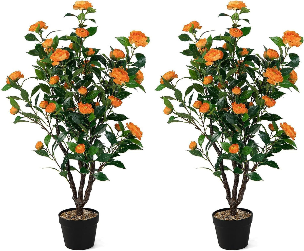 40 inches Artificial Camellia Tree with Fake Flowers for Indoor Outdoor Décor