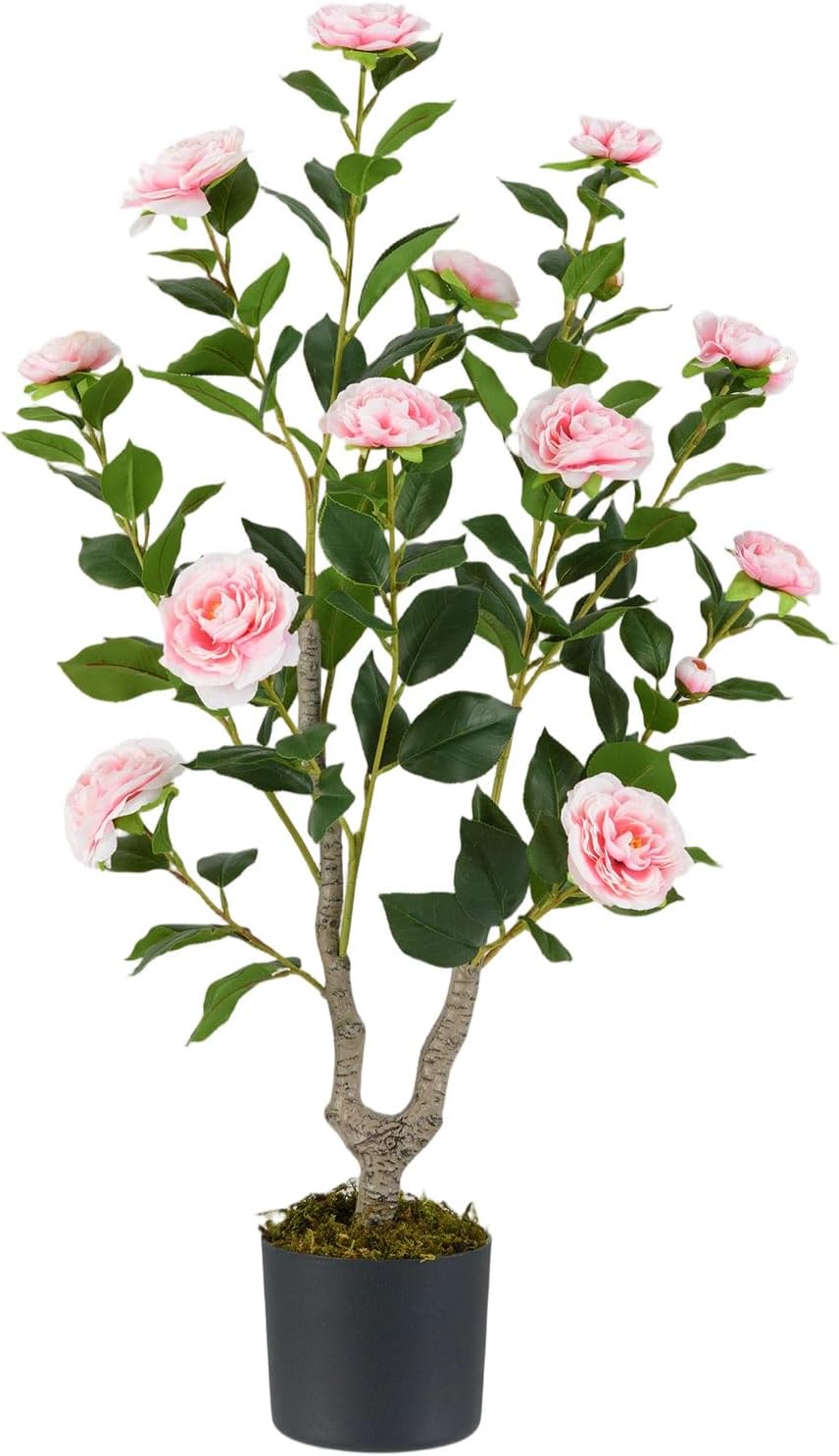 40 inches Artificial Camellia Tree with Fake Flowers for Indoor Outdoor Décor