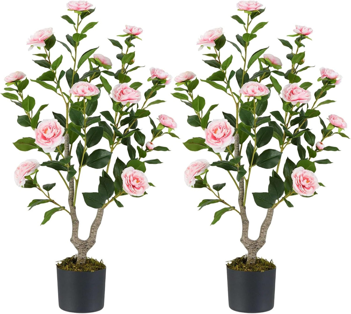 40 inches Artificial Camellia Tree with Fake Flowers for Indoor Outdoor Décor