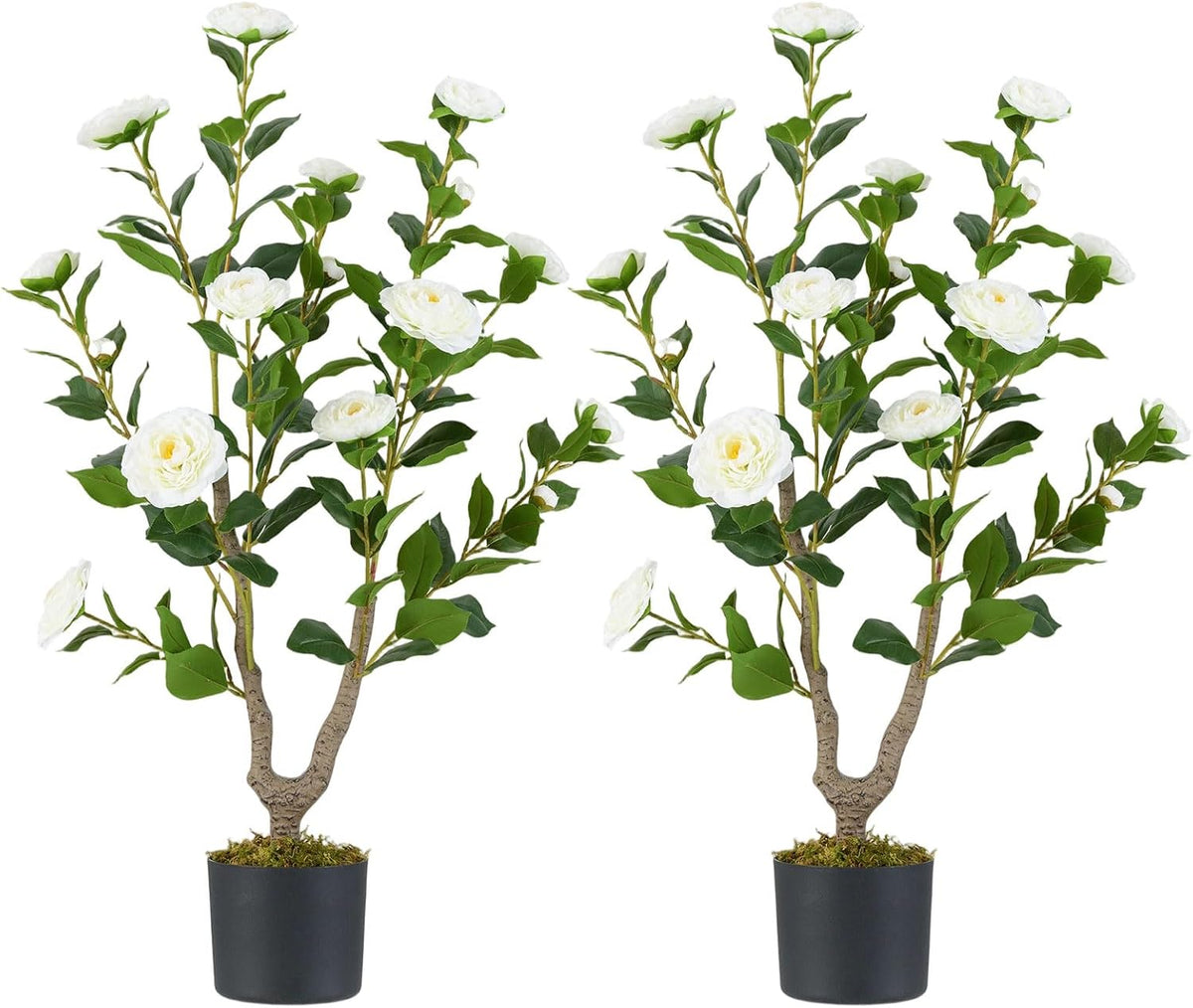 40 inches Artificial Camellia Tree with Fake Flowers for Indoor Outdoor Décor