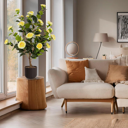 40 inches Artificial Camellia Tree with Fake Flowers for Indoor Outdoor Décor